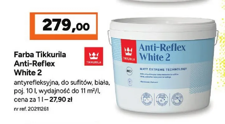 Farba antyrefleksyjna Tikkurila Anti-Reflex White 2 biała promocja w Bricoman