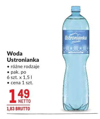 Woda Ustronianka 6-pak 1,5l promocja w Makro