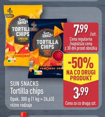 Tortilla chips Sweet Chili Sun Snacks promocja w Aldi