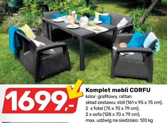 Komplet mebli rattan grafitowy promocja w Bricomarche
