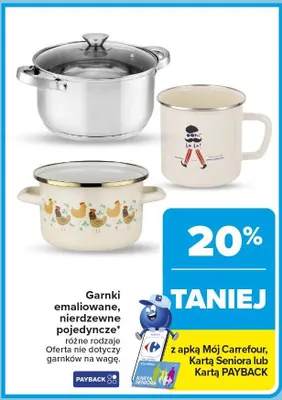 Garnki emaliowane, nierdzewne pojedyncze różne rodzaje promocja w Carrefour