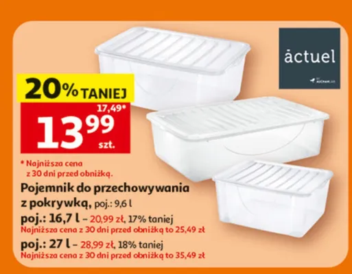 Pojemnik do przechowywania z pokrywką Actuel 9,6 l promocja w Auchan