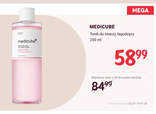 Tonik do twarzy łagodzący Medicube promocja w Rossmann