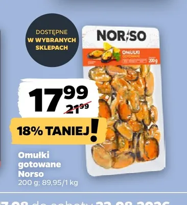 Omułki gotowane Norso promocja w Netto