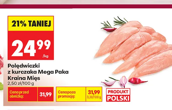 Polędwiczki z kurczaka Mega Paka Kraina Mięs promocja w Biedronka