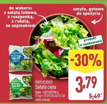 Sałata cięta Daylicious z sałatą lodową promocja w Aldi