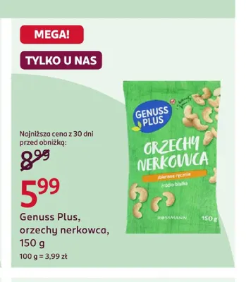 Orzechy nerkowca Genuss Plus promocja w Rossmann