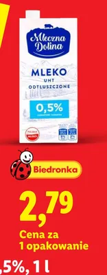 Mleko UHT odtłuszczone Mleczna Dolina 0,5% promocja w Lidl