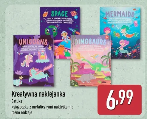 Kreatywna naklejanka, sztuka, książeczka z metalicznymi naklejkami, różne rodzaje promocja w Aldi