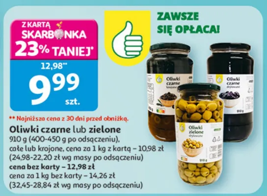 Oliwki czarne lub zielone promocja w Auchan