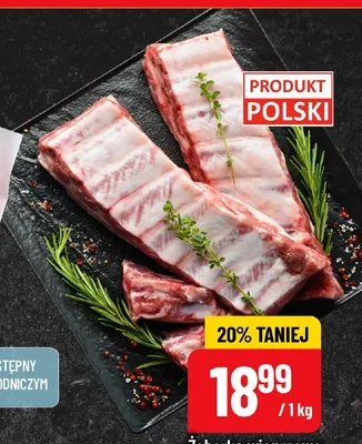 Żeberka wieprzowe paski extra Auchan promocja w POLOmarket