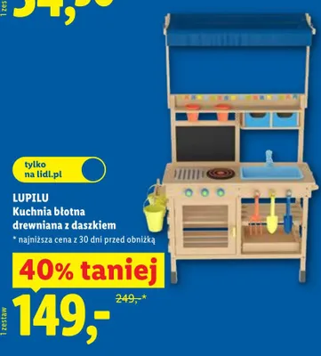 Kuchnia błotna drewniana z daszkiem Lupilu promocja w Lidl