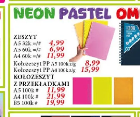Kołozeszyt PP A5 100-kartkowy z gumką Neon Pastel Ombre promocja w Leclerc