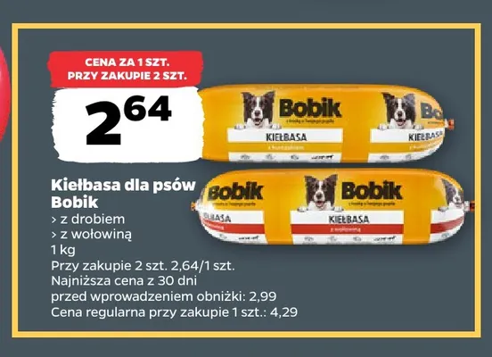Kiełbasa dla psów Bobik z drobiem promocja w Netto