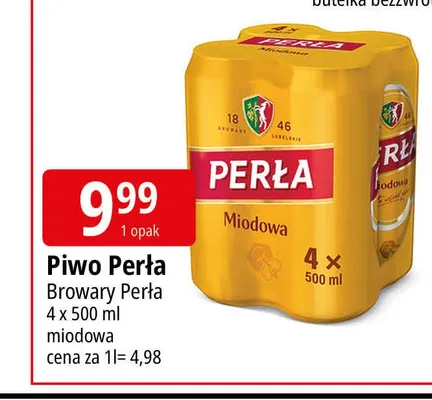 Piwo Perła Miodowa Browary Perła 4-pak promocja w Leclerc