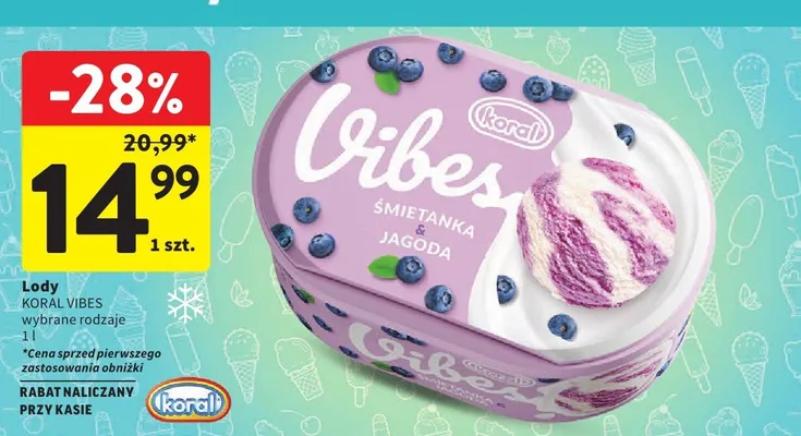 Lody Koral Vibes śmietanka jagoda promocja w Intermarche