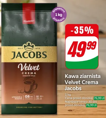 Kawa ziarnista Velvet Crema Jacobs promocja w Dino