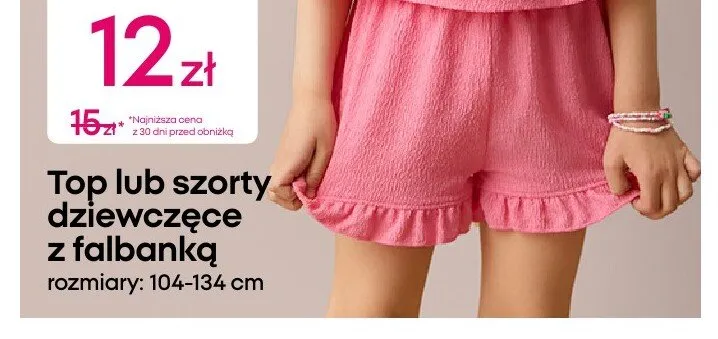 Szorty dziewczęce z falbanką promocja w Pepco