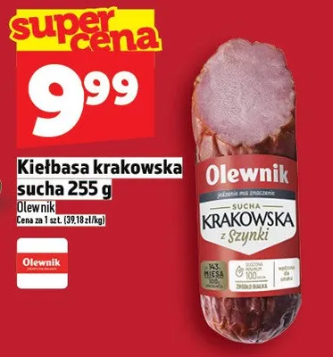 Kiełbasa krakowska sucha z szynki promocja w TOPAZ