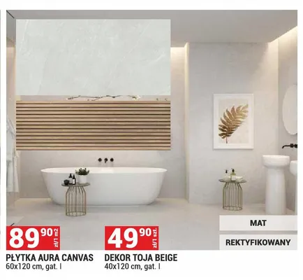 Dekor Toja Beige 40x120cm gat. I mat rektyfikowany promocja w Merkury Market