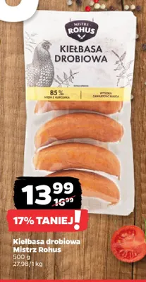 Kiełbasa drobiowa Mistrz Rohus promocja w Netto