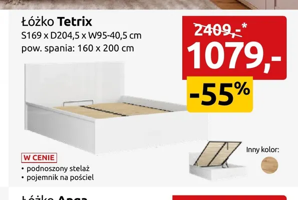 Łóżko Tetrix promocja w Black Red White