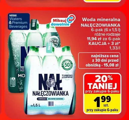 Woda mineralna Nałęczowianka 6-pak promocja w Carrefour