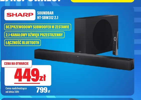 Soundbar Sharp HT-SBW312 2,1 promocja w RTV EURO AGD