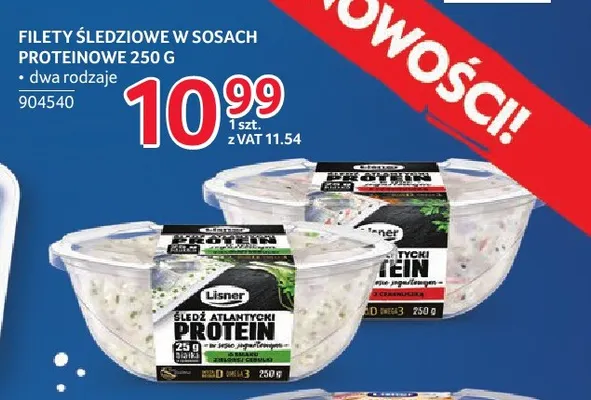 Filety śledziowe w sosach proteinowe z czosnkiem Lisner promocja w Selgros