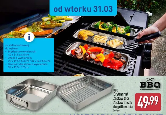 Brytfanna/Zestaw tac/Zestaw misek do grillowania promocja w Aldi