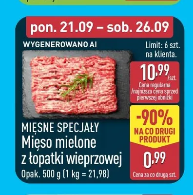 Mięso mielone z łopatki wieprzowej Mięsne Specjały promocja w Aldi