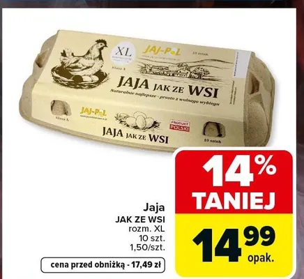 Jaja Jak Ze Wsi JAJ-PoL XL klasa A promocja w Carrefour Market