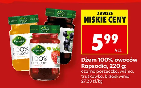 Dżem owoców Rapsodia czarna porzeczka 100% promocja w Biedronka