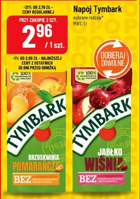 Napój Tymbark brzoskwinia-pomarańcza promocja w POLOmarket