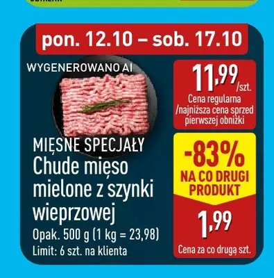 Chude mięso mielone z szynki wieprzowej Mięsne Specjały promocja w Aldi