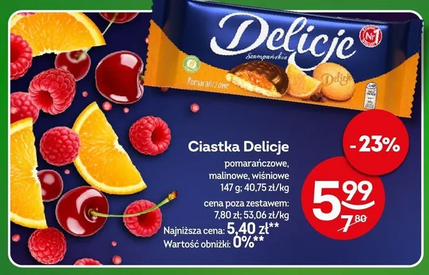 Ciastka Delicje wiśniowe promocja w Żabka