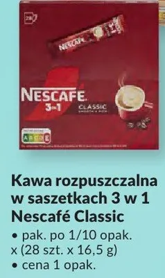 Kawa rozpuszczalna w saszetkach Nescafé Classic 3 w 1 promocja w Makro