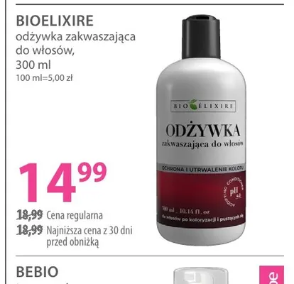 Odżywka zakwaszająca do włosów Bioelixire promocja w Hebe