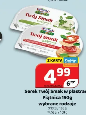 Serek Twój Smak w plastrach z pomidorami papryką i bazylią promocja w Delfin