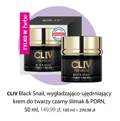 Wygładzająco-ujędrniający krem do twarzy czarny ślimak & PDRN CLIV Black Snail promocja w Hebe