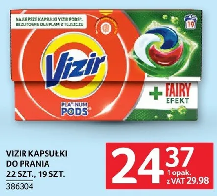 Kapsułki Vizir do prania 22 szt., 19 szt. promocja w Selgros