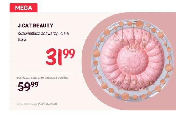 Rozświetlacz do twarzy i ciała J.Cat Beauty You Glow Girl promocja w Rossmann