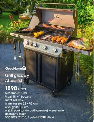 Grill gazowy Attaia 4.1 Goodhome promocja w Castorama