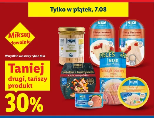 Tuńczyk jednolity w sosie własnym Nixe promocja w Lidl