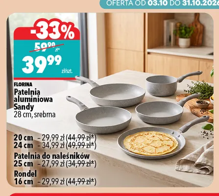 Patelnia aluminiowa Sandy 28 cm srebrna Florina promocja w Biedronka Home
