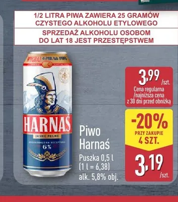 Piwo Harnaś Jasne Pełne promocja w Aldi