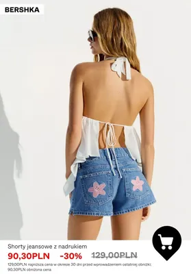 Shorty jeansowe z nadrukiem Bershka promocja w Bershka