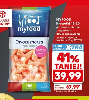 Krewetki gotowane obrane z ogonkiem Myfood promocja w Kaufland