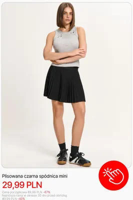 Spódnica plisowana czarna mini Cropp promocja w Cropp