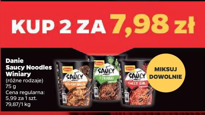 Danie Saucy Noodles (różne rodzaje) Winiary promocja w Netto